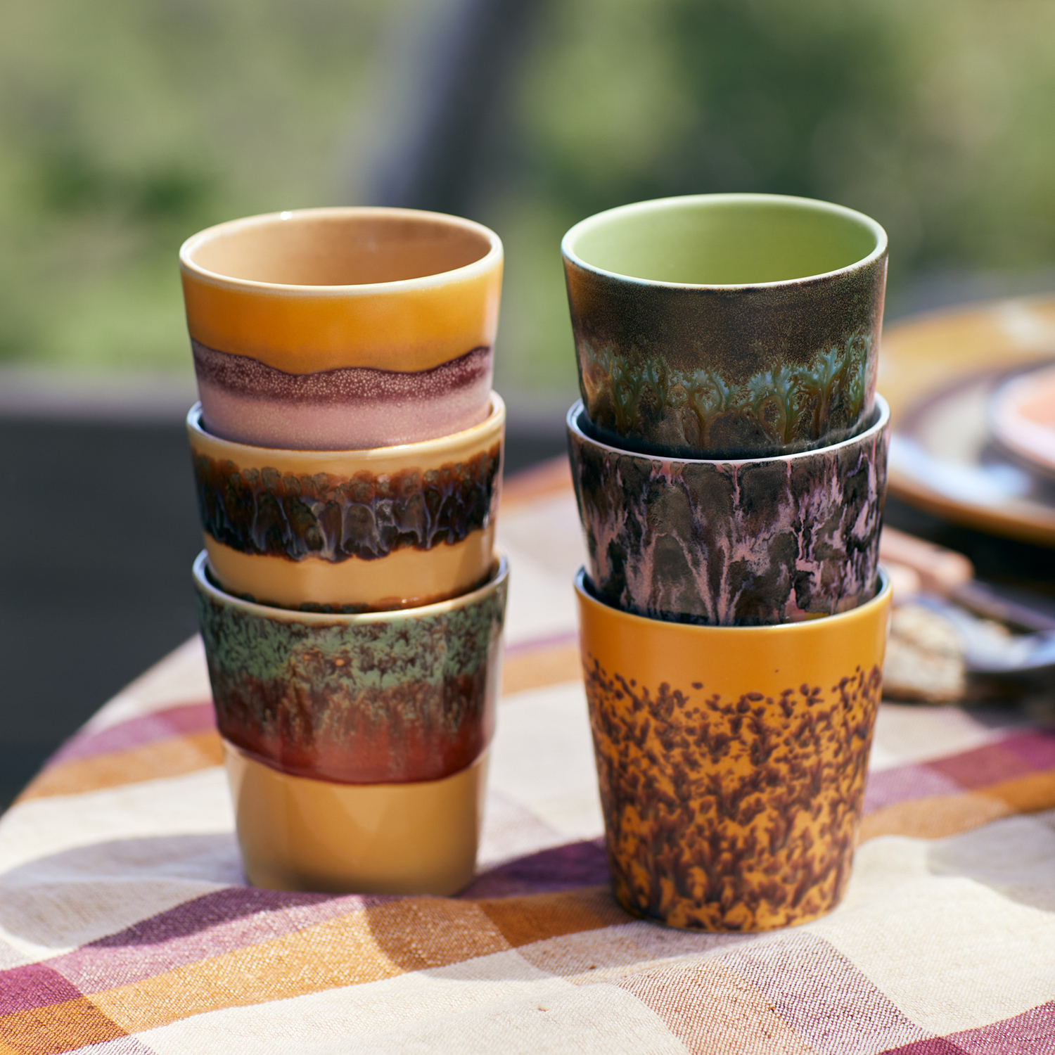 HKliving - Valley  Set of 6 70s Ceramic Mugs 230ml