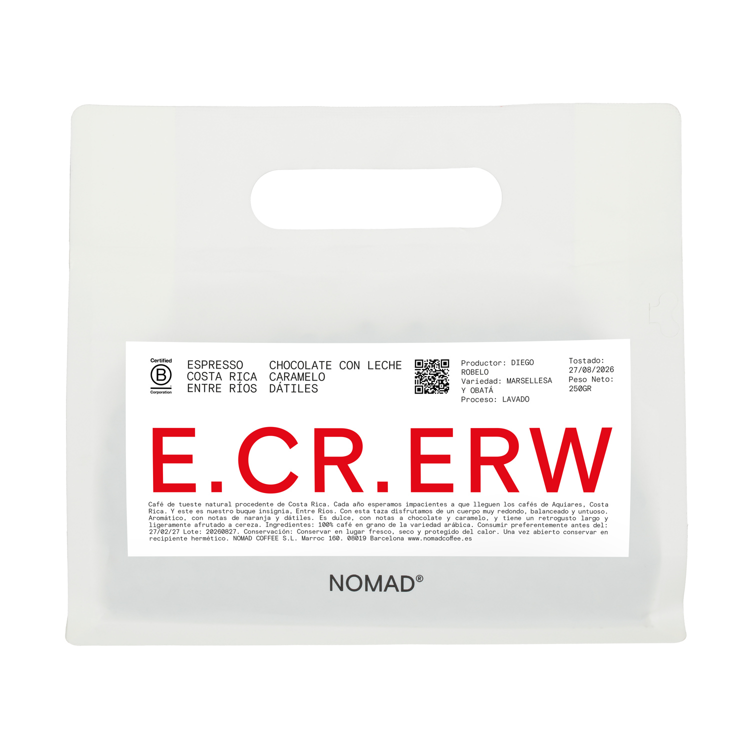 Nomad Coffee - kawa ziarnista Kostaryka Entre Ríos Washed Espresso 250 g