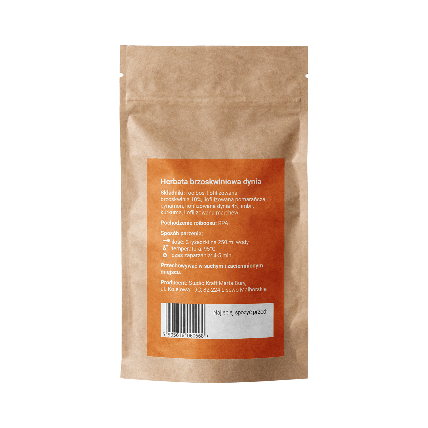 Vegan Tea - herbata rooibos sypana Brzoskwiniowa Dynia opakowanie uzupełniające 80 g