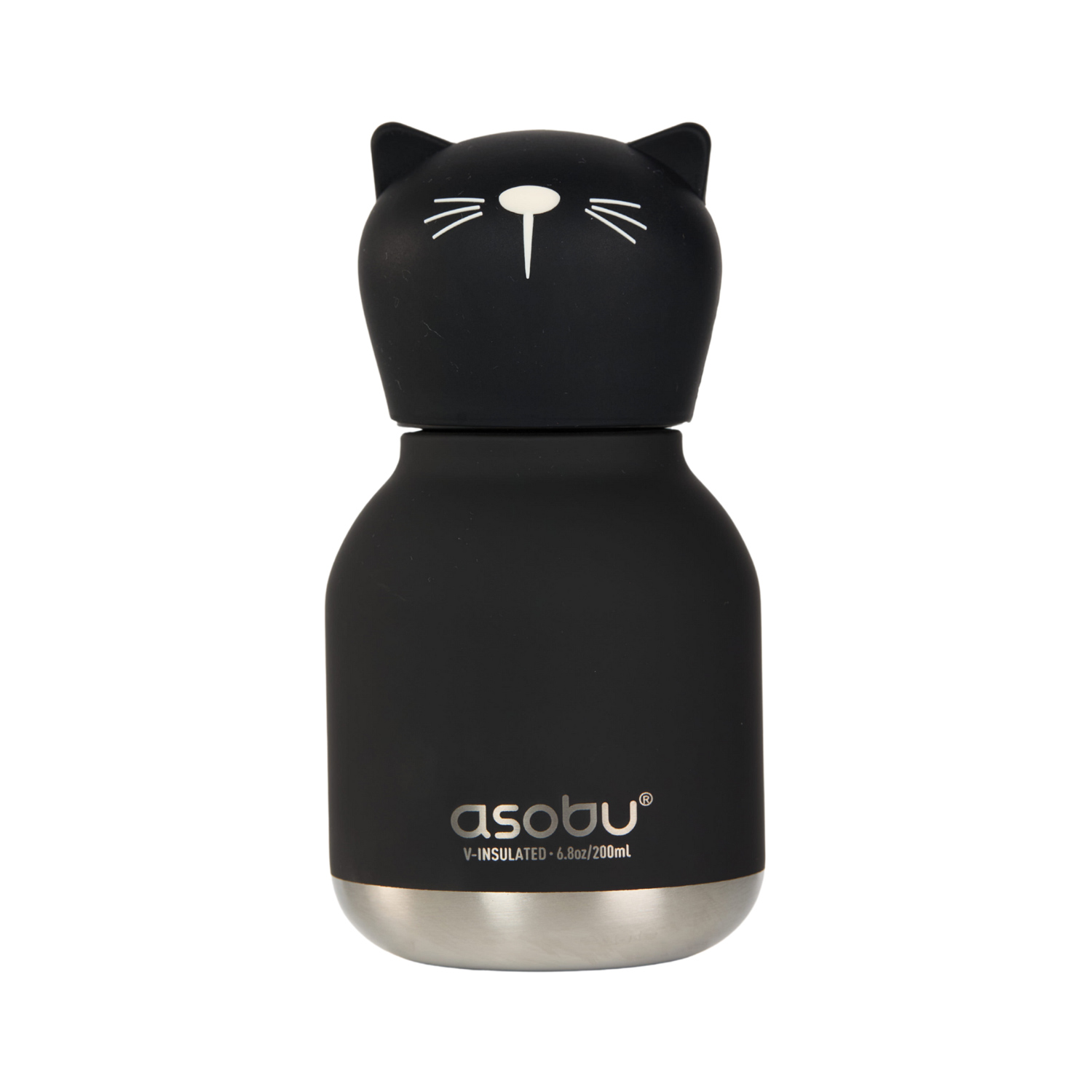 Asobu - Mini Bestie Czarny Kot - Butelka termiczna ze słomką 200ml