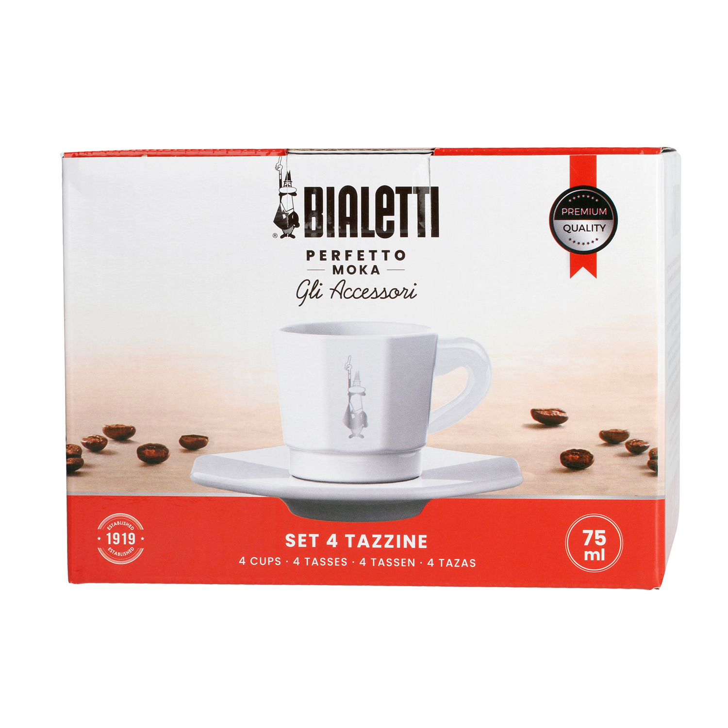 Bialetti - Set of 4 Cups and Saucers - White