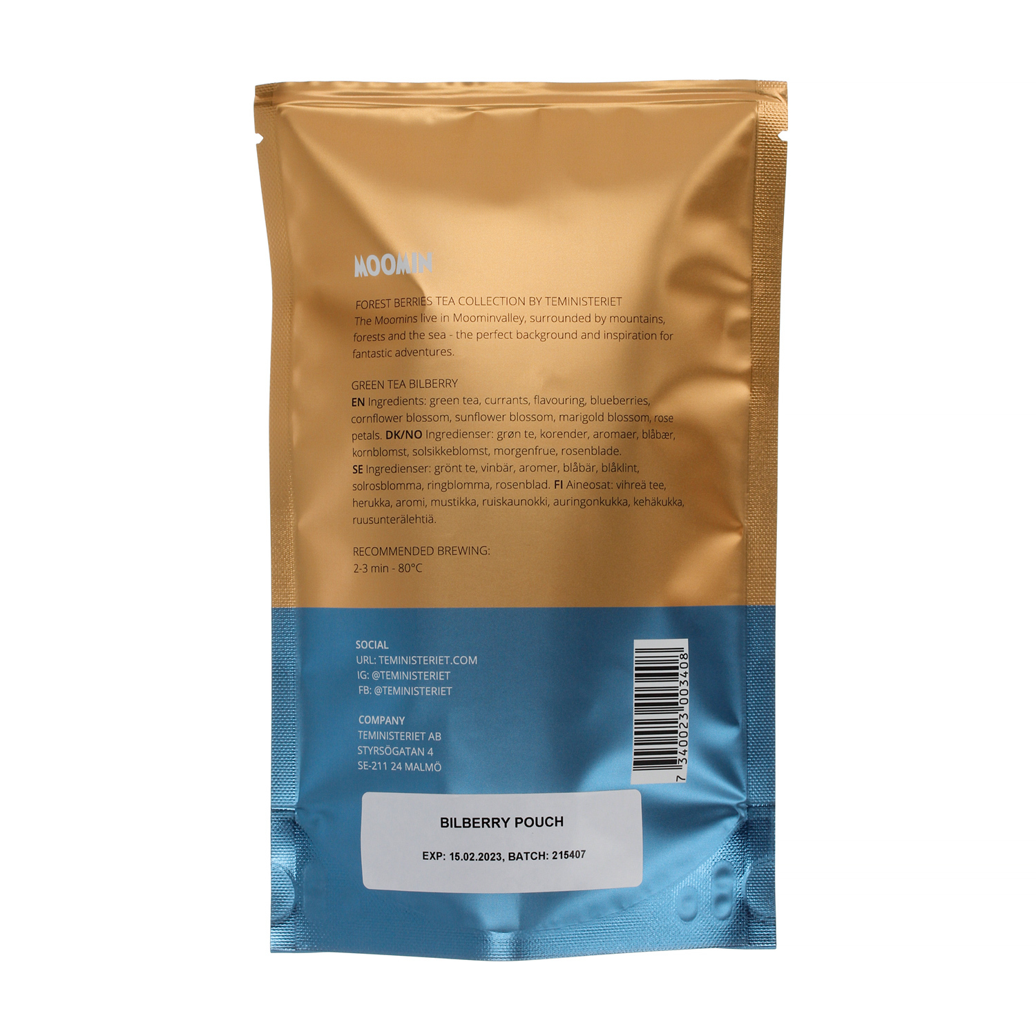 Teministeriet - Moomin Green Tea Bilberry - Loose Tea 100g - Refill