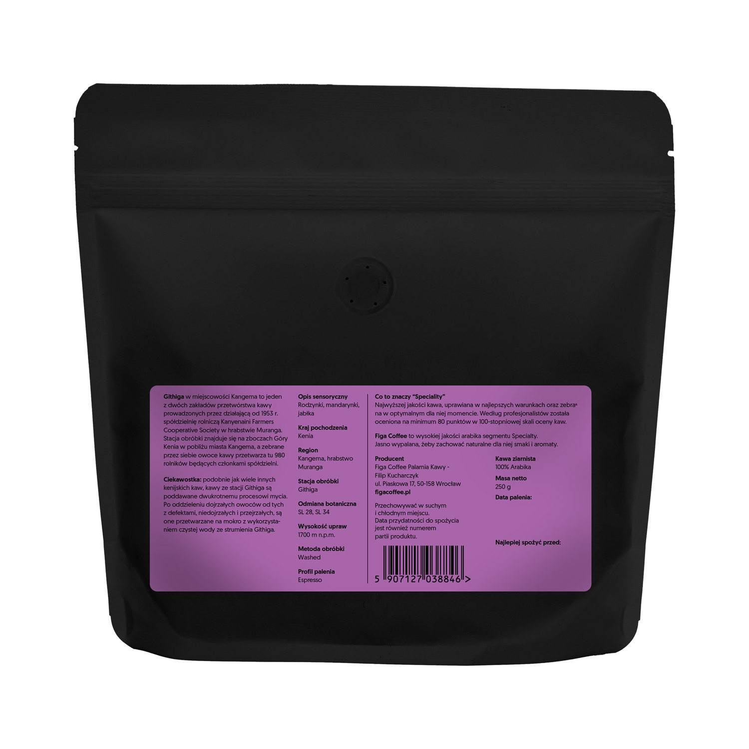 Figa Coffee - kawa ziarnista Kenia Githiga PB Washed Espresso 250 g
