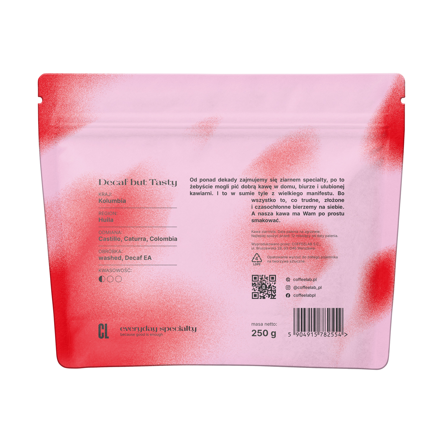 COFFEELAB - kawa ziarnista bezkofeinowa Decaf But Tasty Washed Espresso 250 g