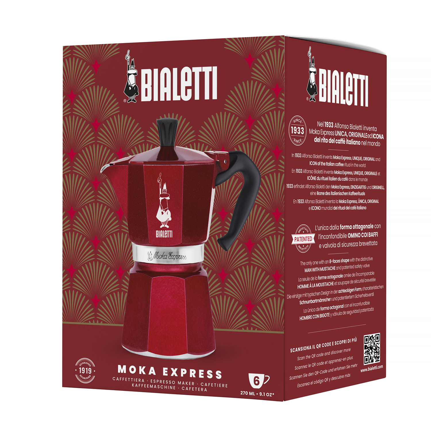 Bialetti - Deco Glamour - Moka Express 6tz Red