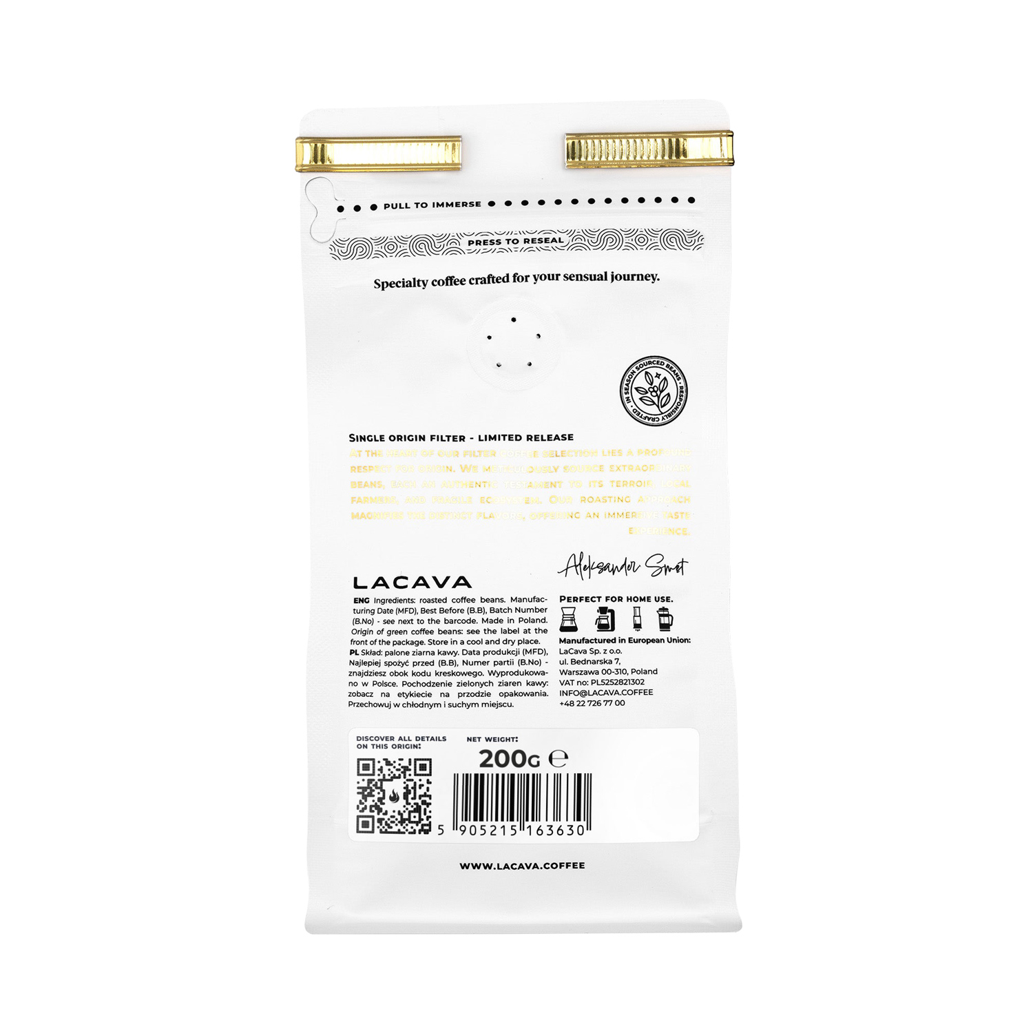 LaCava - kawa ziarnista Kolumbia El Renacer Mango Washed Co-fermented Filter 200 g