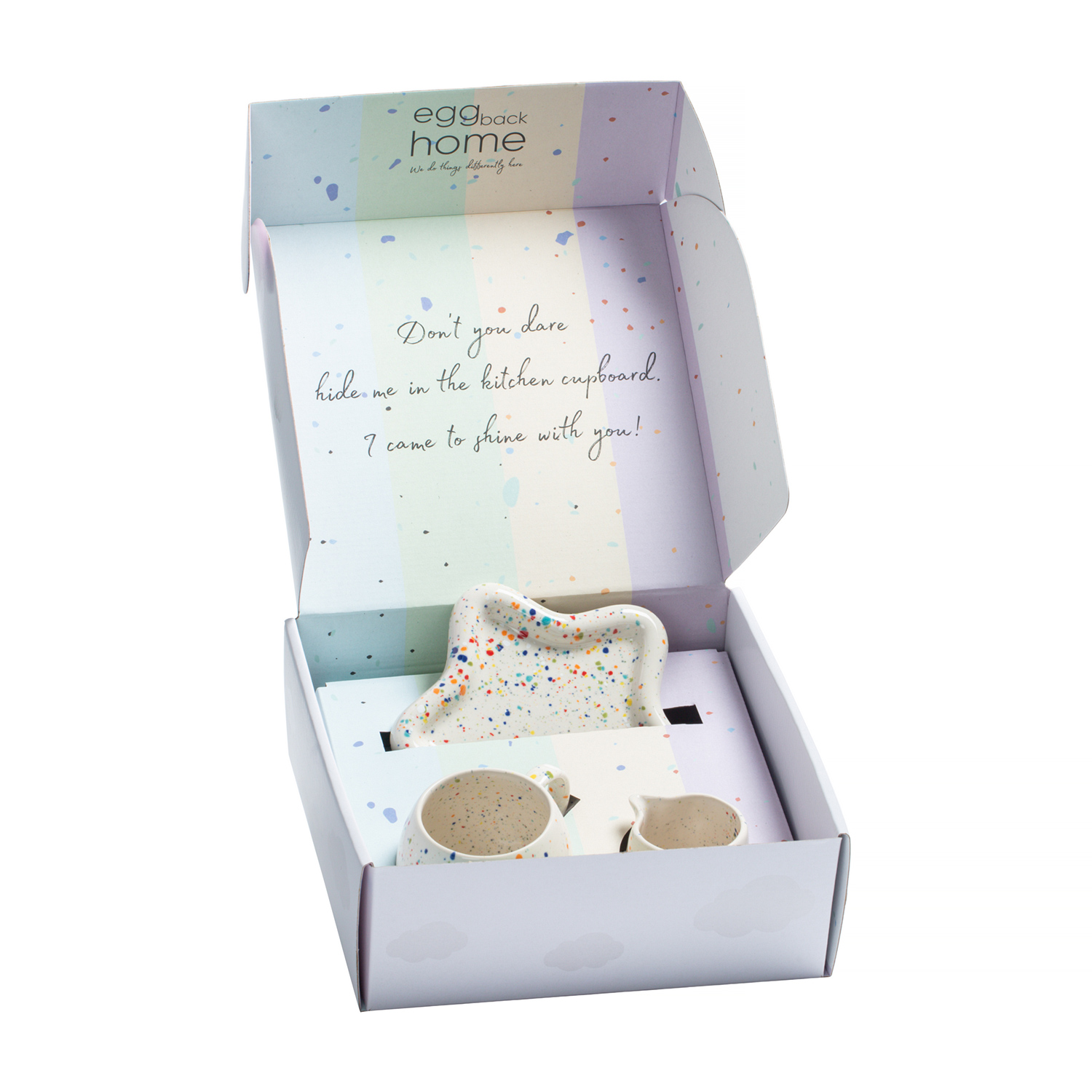 Egg Back Home - Magic Breakfast Set - Mug 250 ml + Tray + Milk Jug 110 ml White