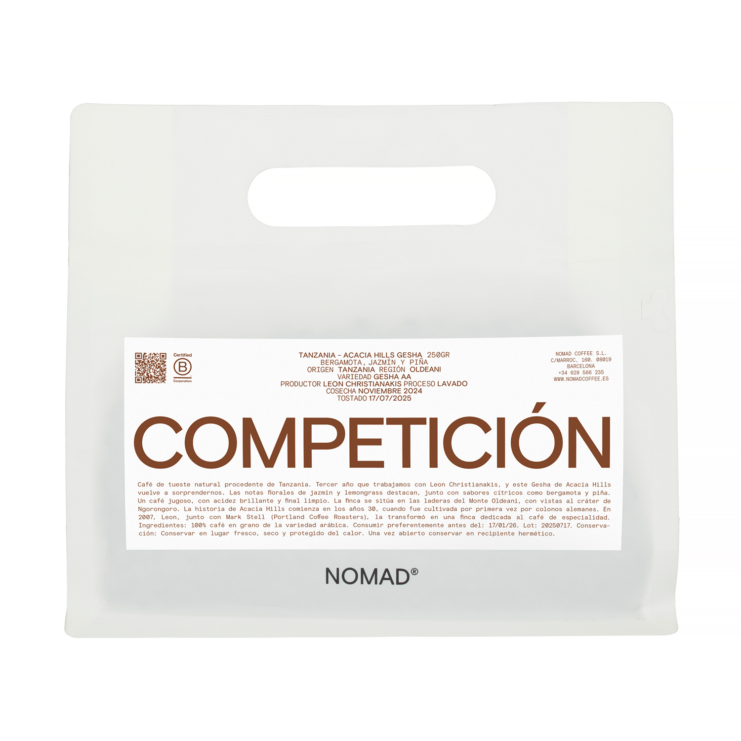 Nomad Coffee - Tanzania Acacia Hills Gesha Washed 250 g