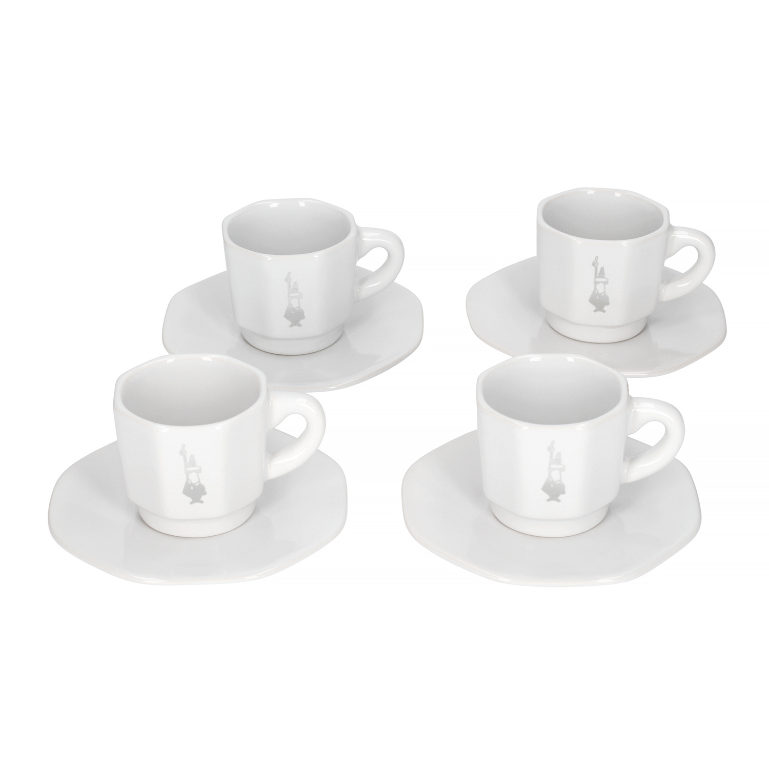 Bialetti - Set of 4 Cups and Saucers - White