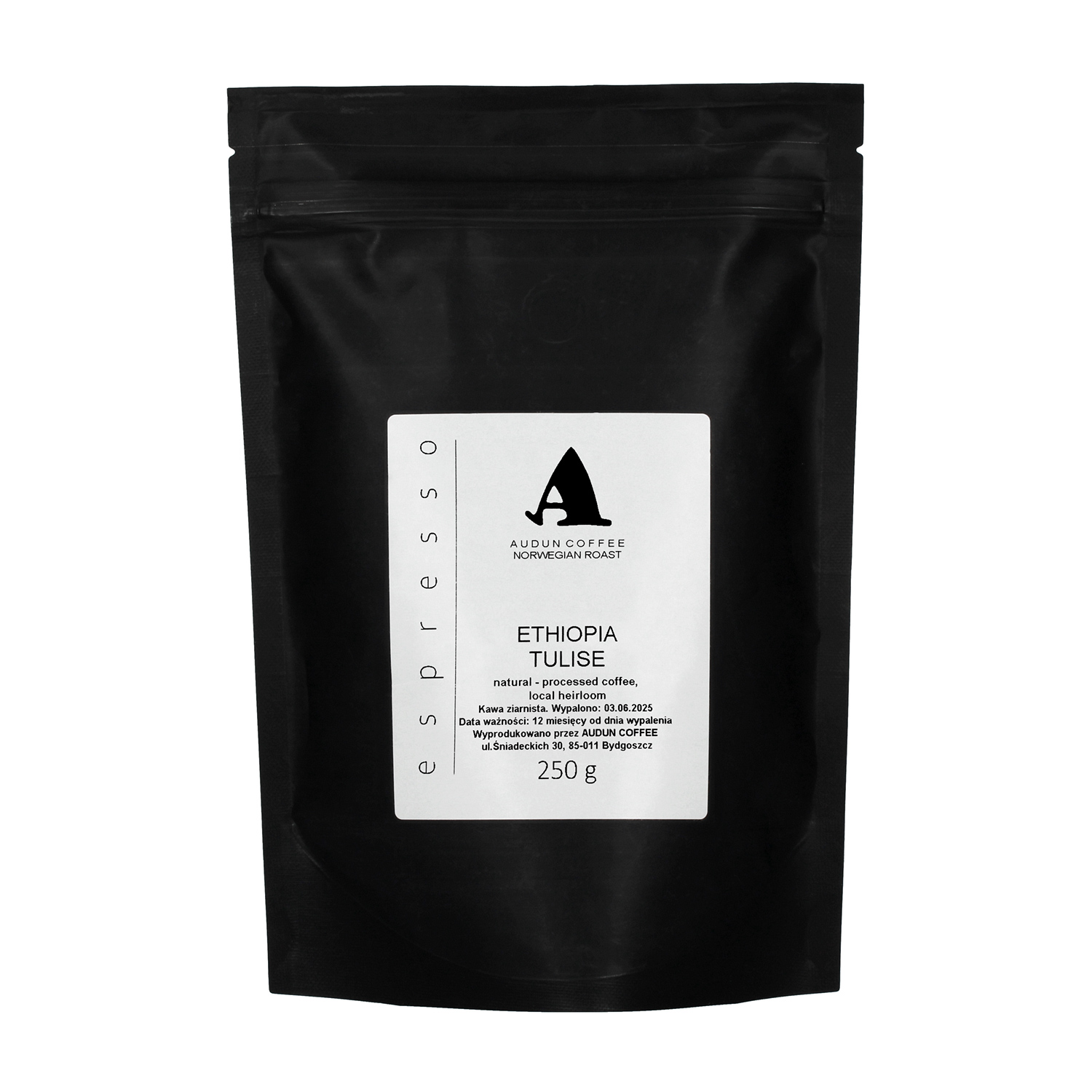 Audun Coffee - kawa ziarnista Etiopia Tulise Natural Espresso 250 g
