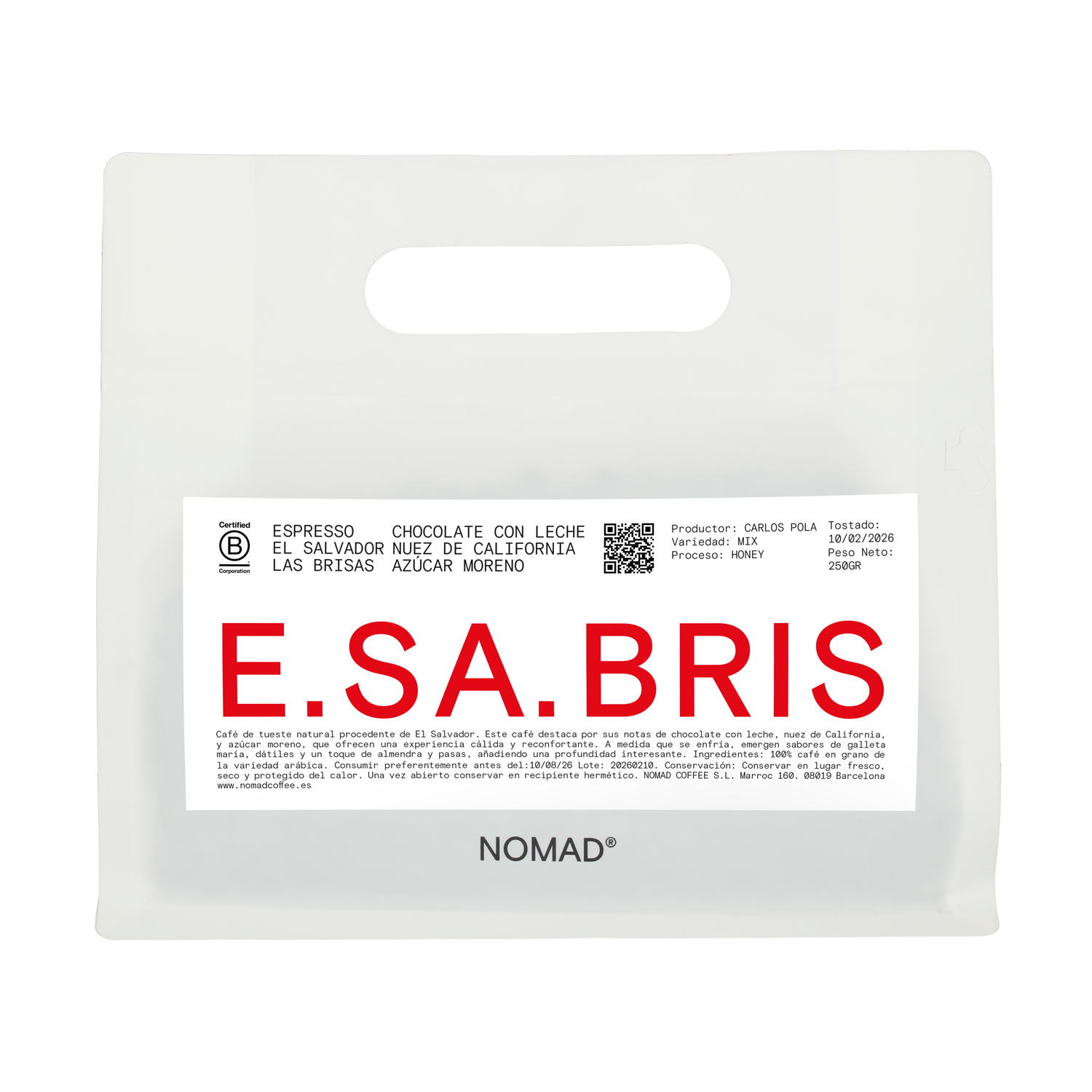 Nomad Coffee - El Salvador Las Brisas Honey Espresso 250g