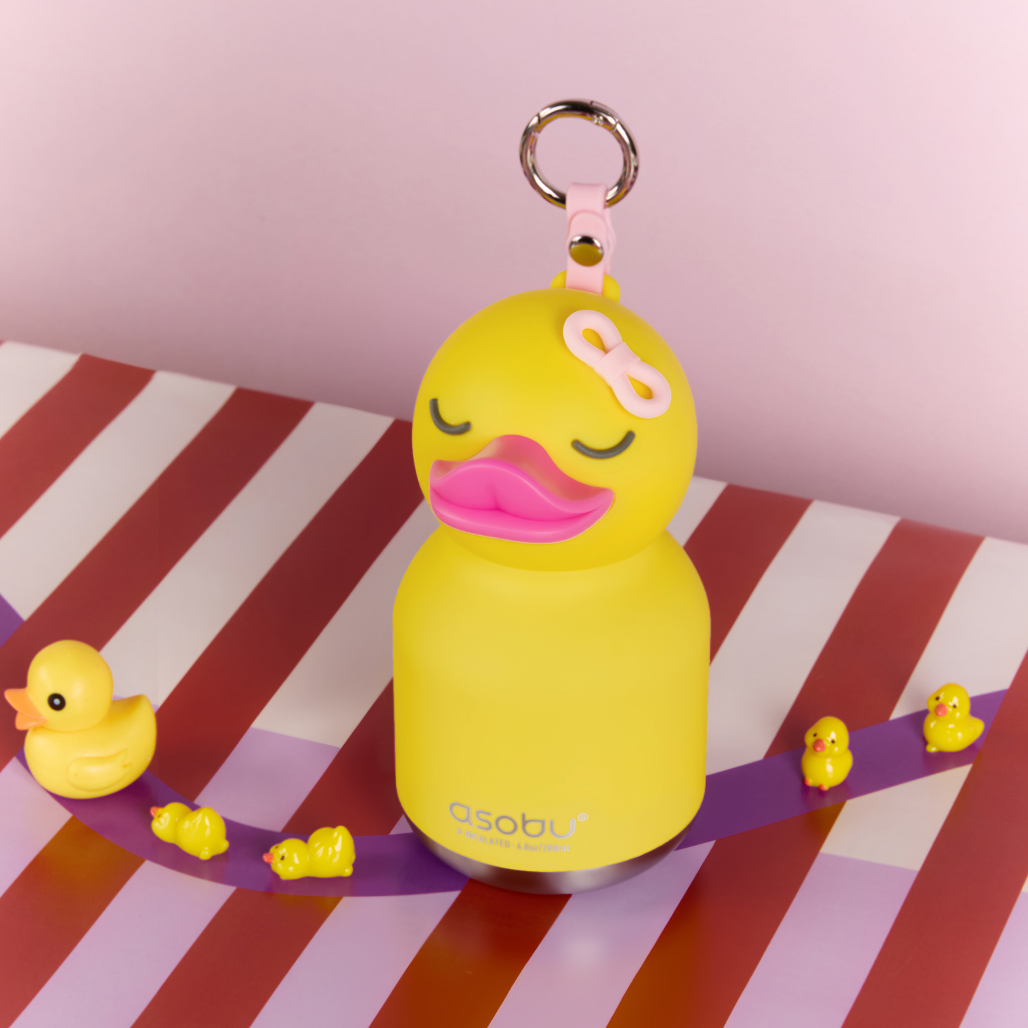 Asobu - Mini Bestie Kaczka - Butelka termiczna ze słomką 200ml