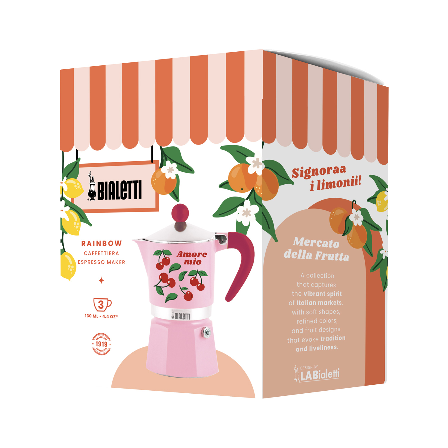 Bialetti - kawiarka Rainbow 3tz Fruit Vibes - Różowa