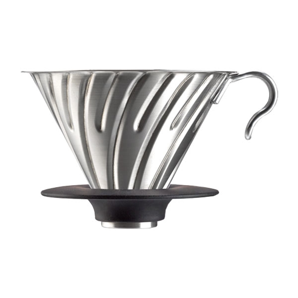 Hario metalowy Drip V60-02 stalowy z silikonową podstawką