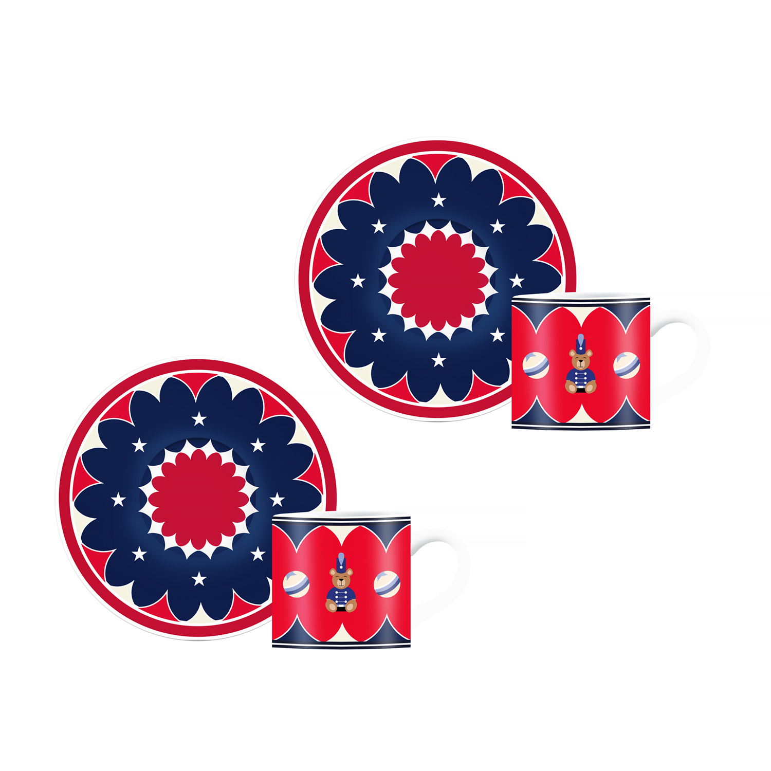 Bialetti - Joyful Christmas Set of 2 Espresso Cups and Saucers