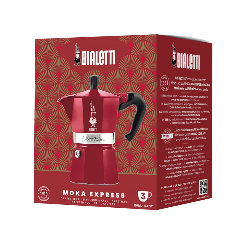 Bialetti - Deco Glamour - Moka Express 3tz Czerwona (outlet)