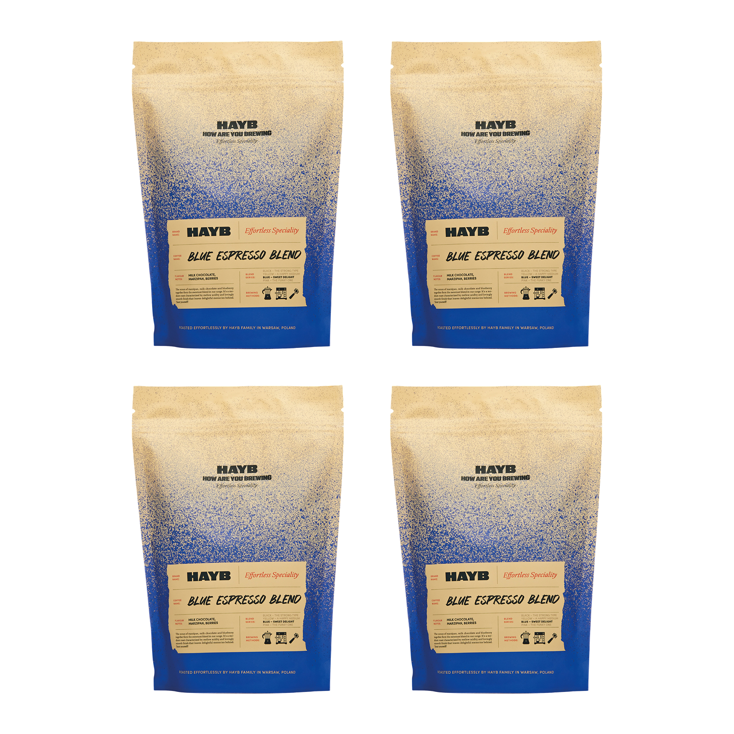 Set 4x HAYB - Blue Espresso Blend Natural, Washed 250 g