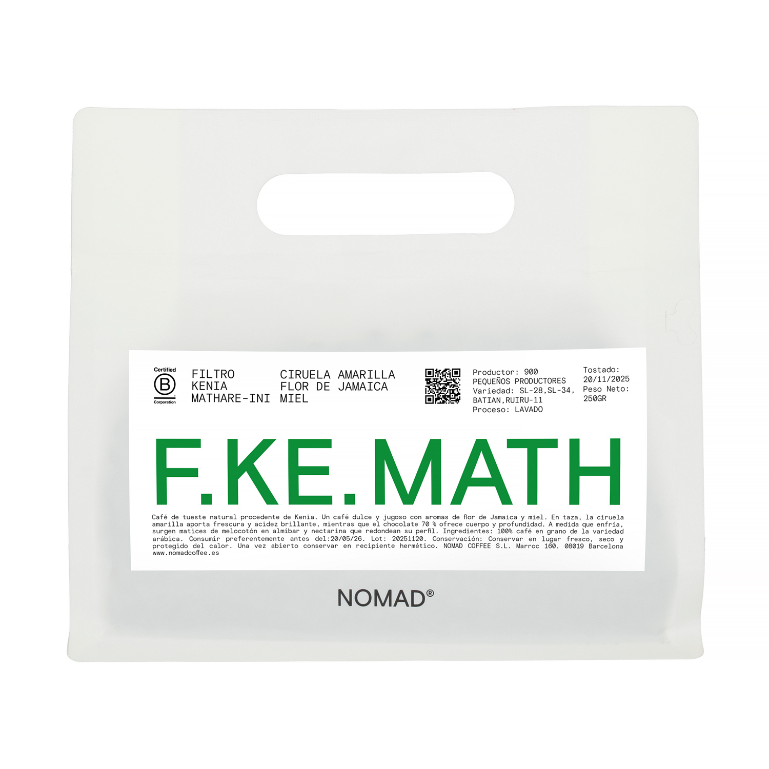 Nomad Coffee - kawa ziarnista Kenia Mathare-ini Washed Filter 250 g