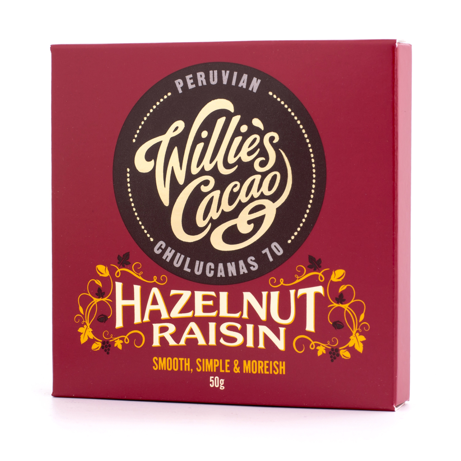 Willie's Cacao - Dark Chocolate with Hazelnuts and Raisins 50g