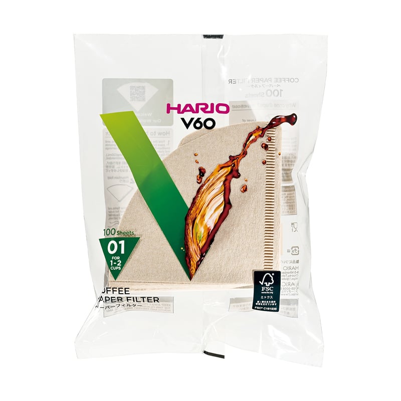 Hario Misarashi brown paper filters - V60-01 - 100 pieces