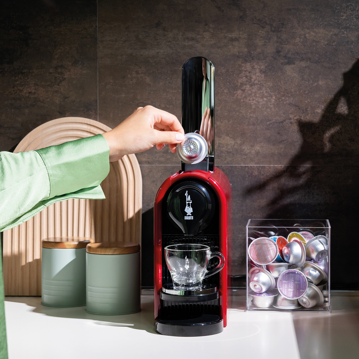 Bialetti - Capsule Coffee Maker Gioia Plus - Red + 48 capsule NAPOLI