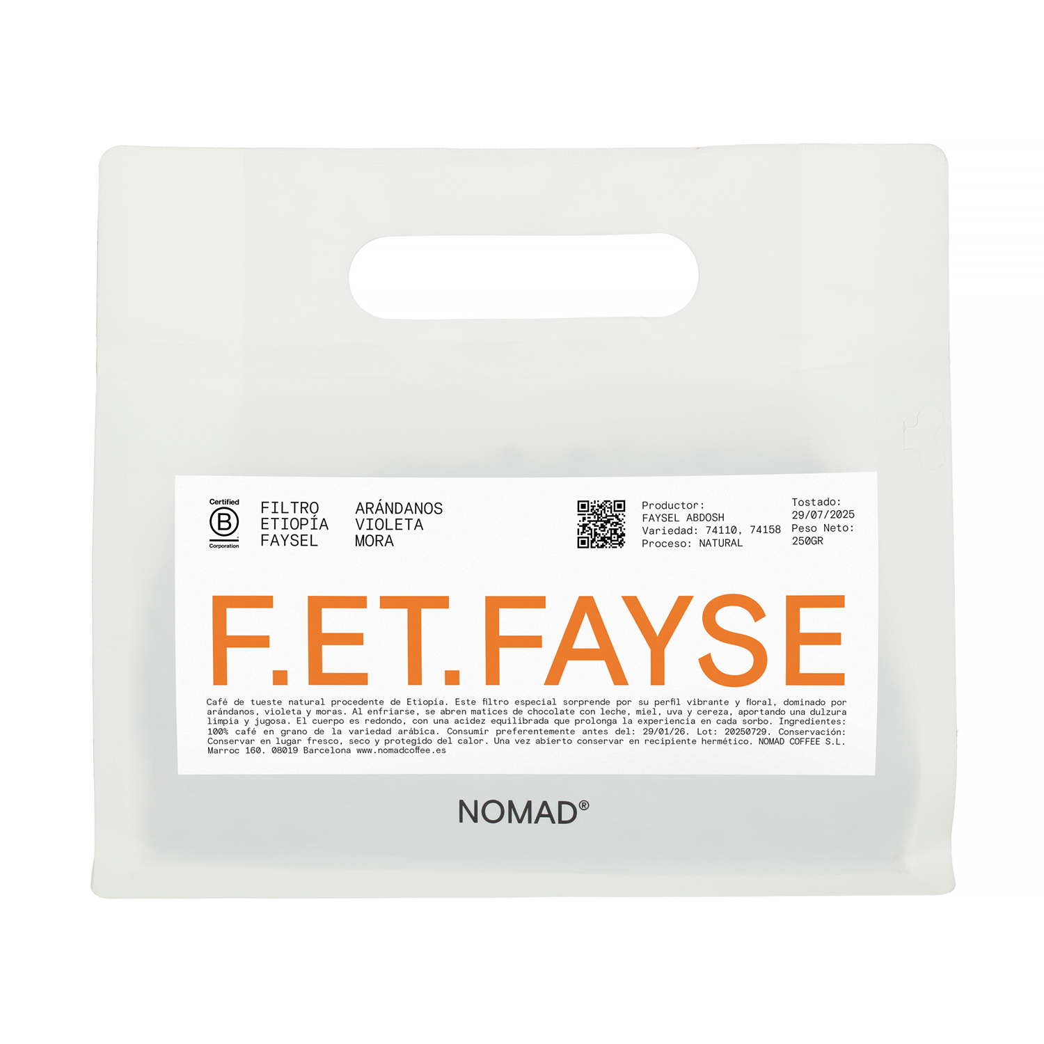 Nomad Coffee - kawa ziarnista Etiopia Faysel Abdosh Natural Filter 250 g