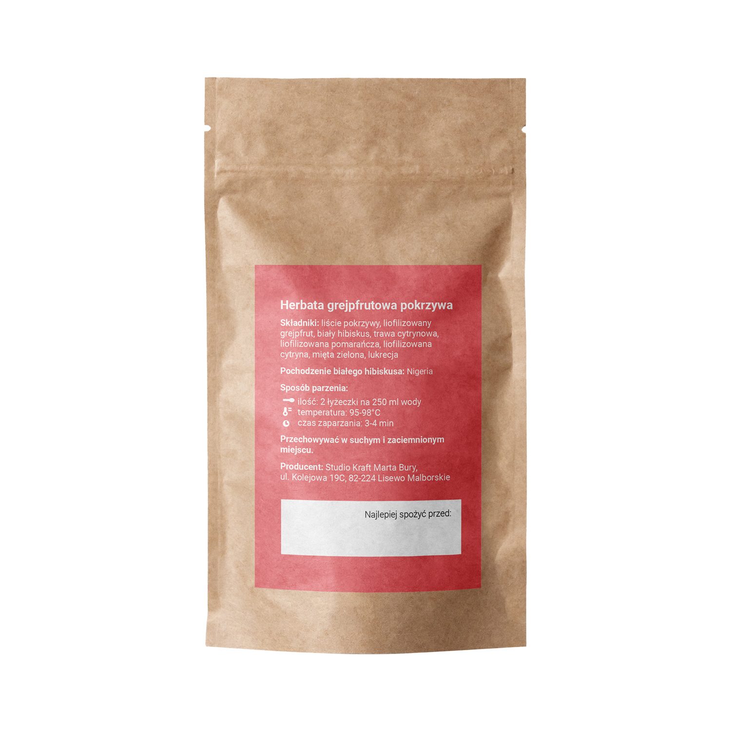 Vegan Tea - napar ziołowo-owocowy sypany Grejpfruitowa Pokrzywa opakowanie uzupełniające 70 g