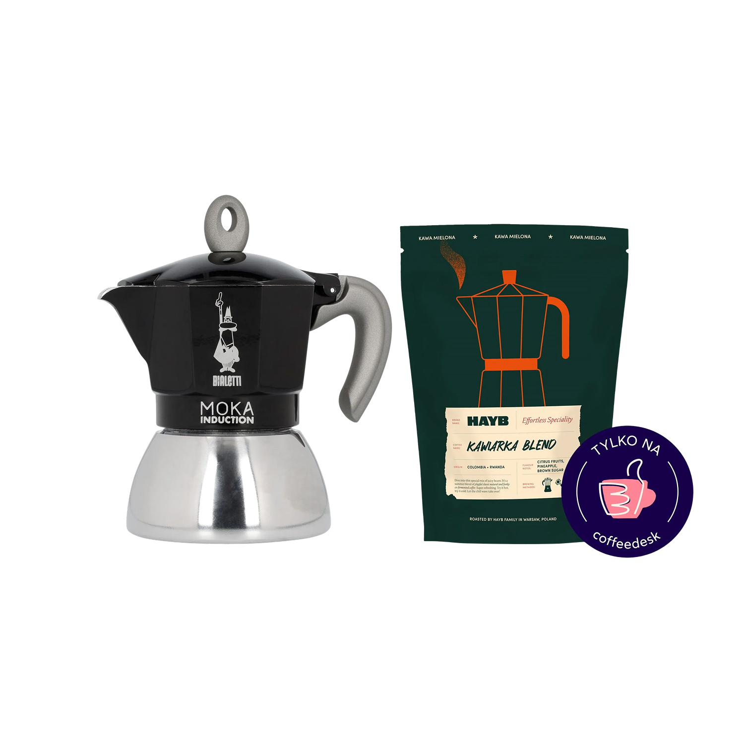 Zestaw kawiarka Bialetti New Moka 4tz + HAYB kawa mielona 250 g