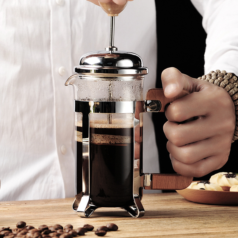 zeroHero - French Press Beech 350 ml - Srebrny