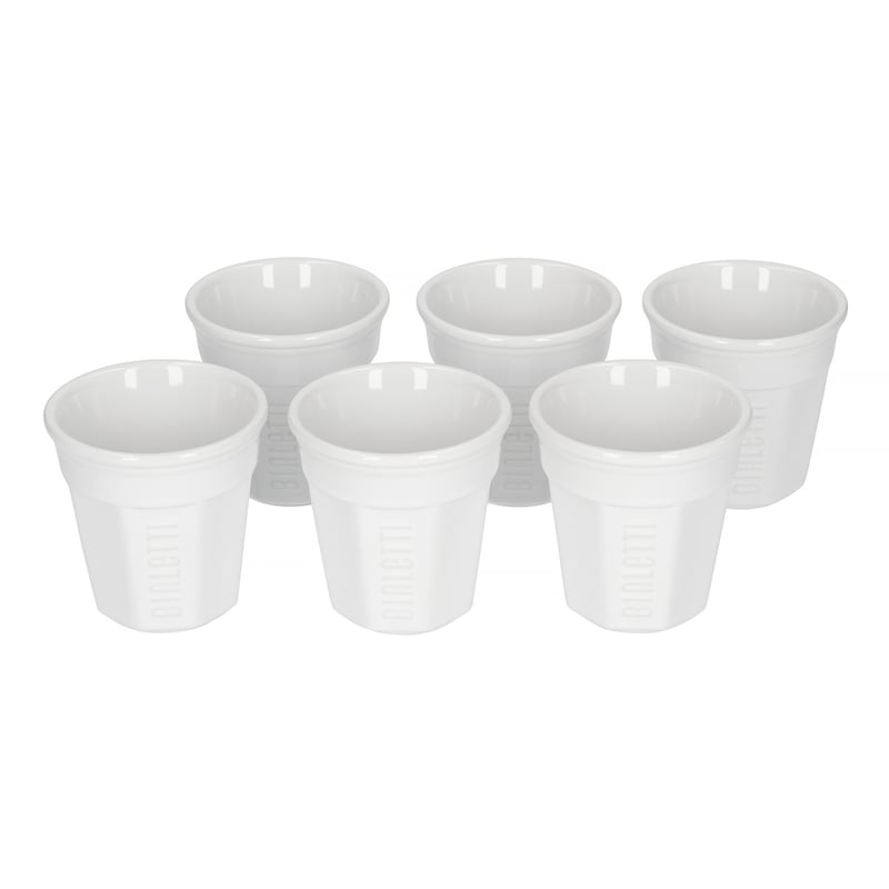 Bialetti - Set of 4 Cups and Saucers - White - Coffeedesk