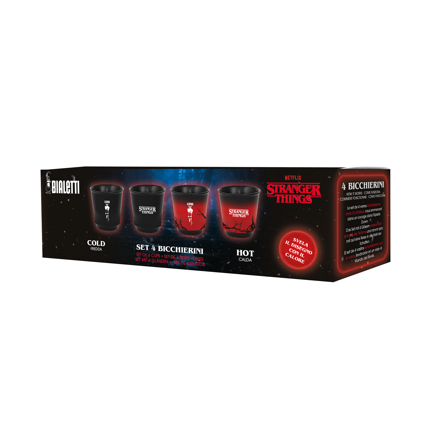 Bialetti - Zestaw 4 filiżanek 90ml Stranger Things - nadruk termochromowy