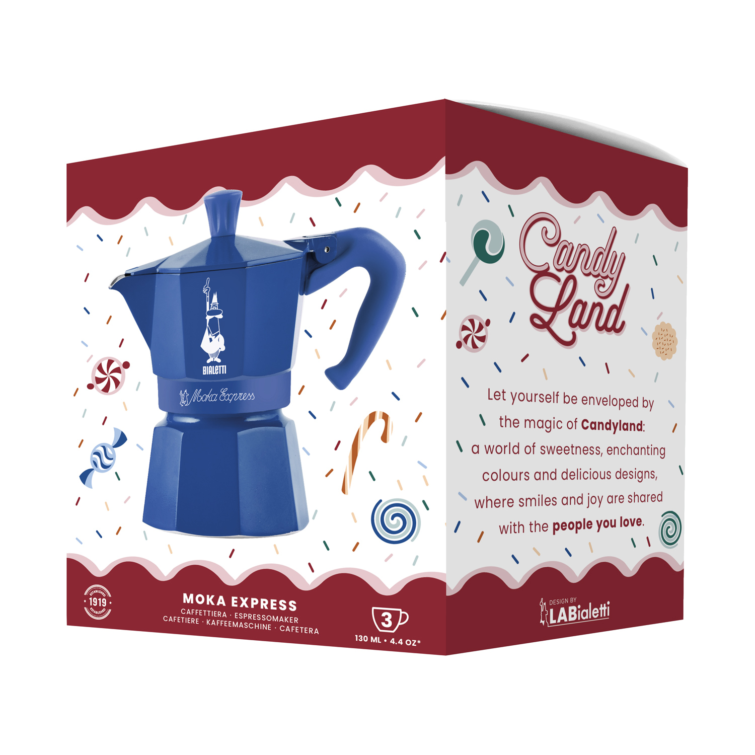 Bialetti - kawiarka Moka Express 3tz Candyland niebieska