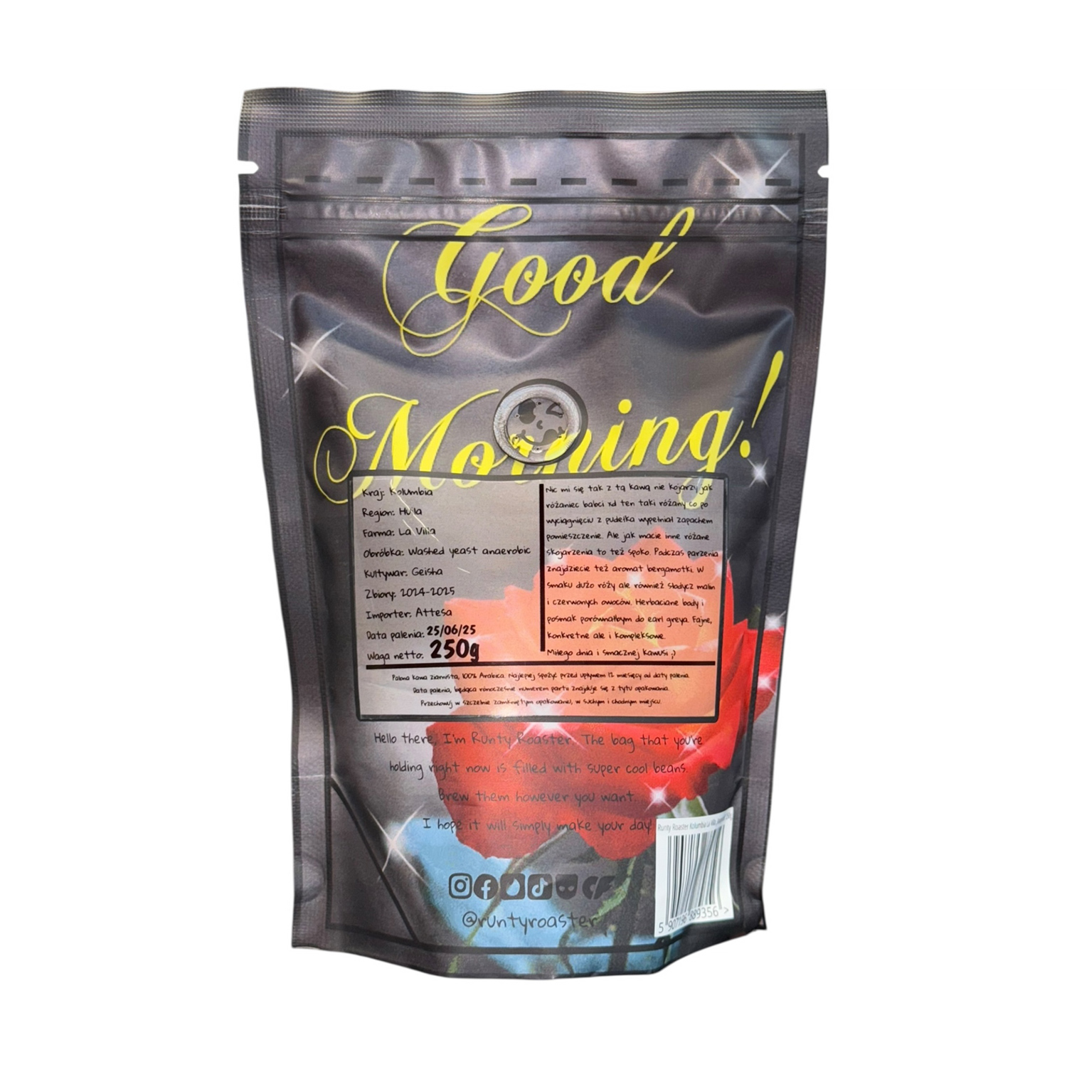 Runty Roaster - Colombia La Villa Geisha Yeast Anaerobic Washed Filter 250 g