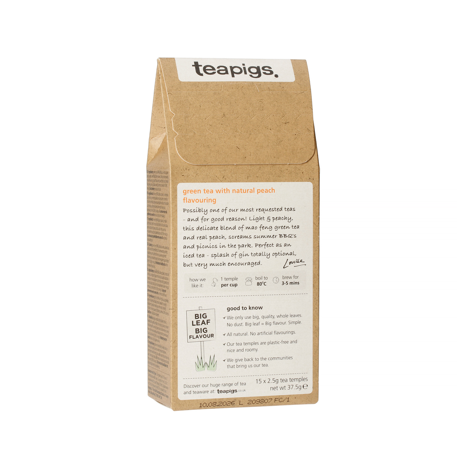 Teapigs - Green Tea with Peach - 15 Tea Temples