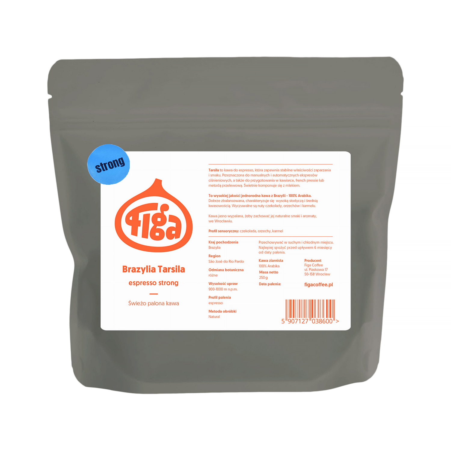 Figa Coffee - kawa ziarnista Brazylia Tarsila Natural Strong Espresso 250 g