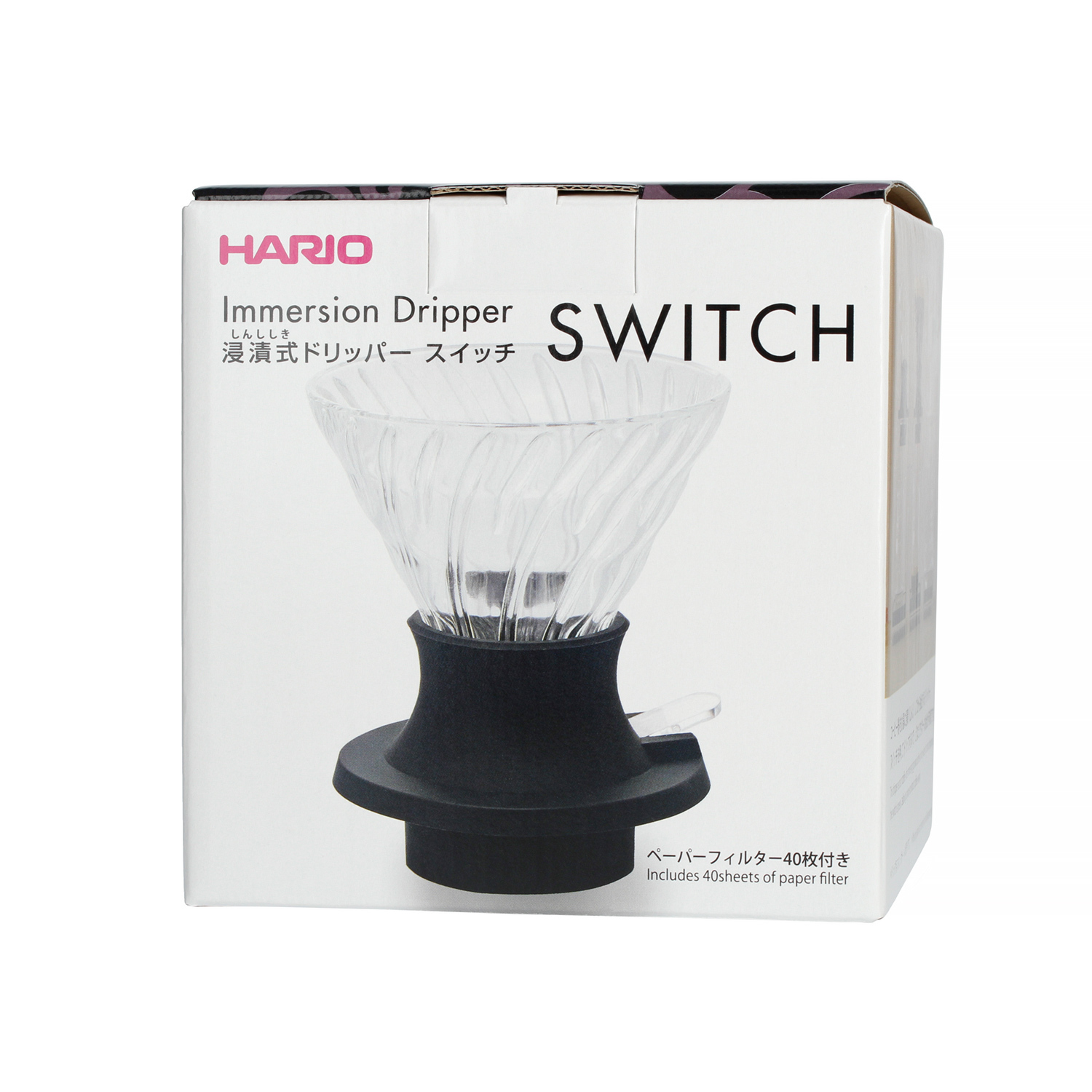 Hario - Zestaw Immersion Switch - drip szklany V60-02 + filtry