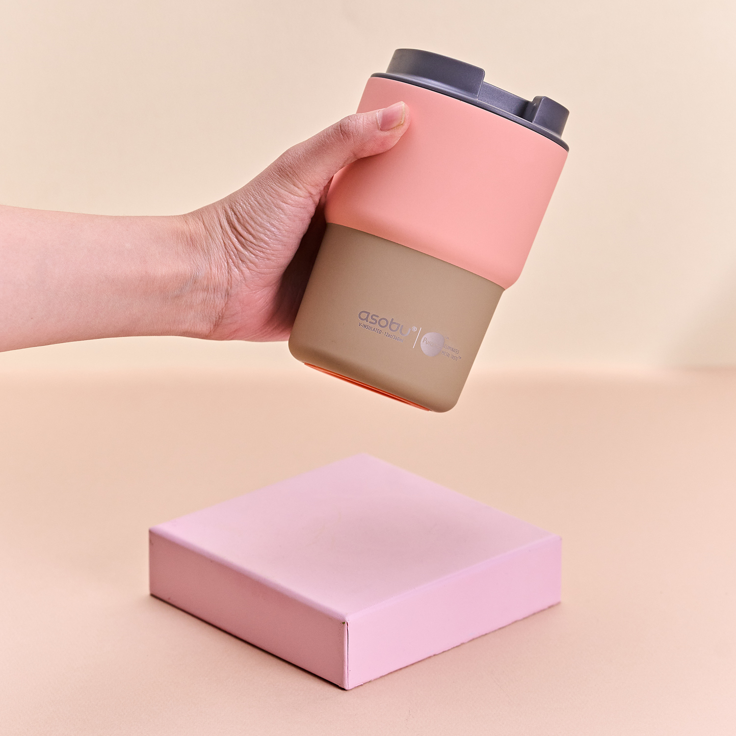 Asobu - Mini Pick Me Up Pastelowy Pomarańczowy - Kubek termiczny 360 ml