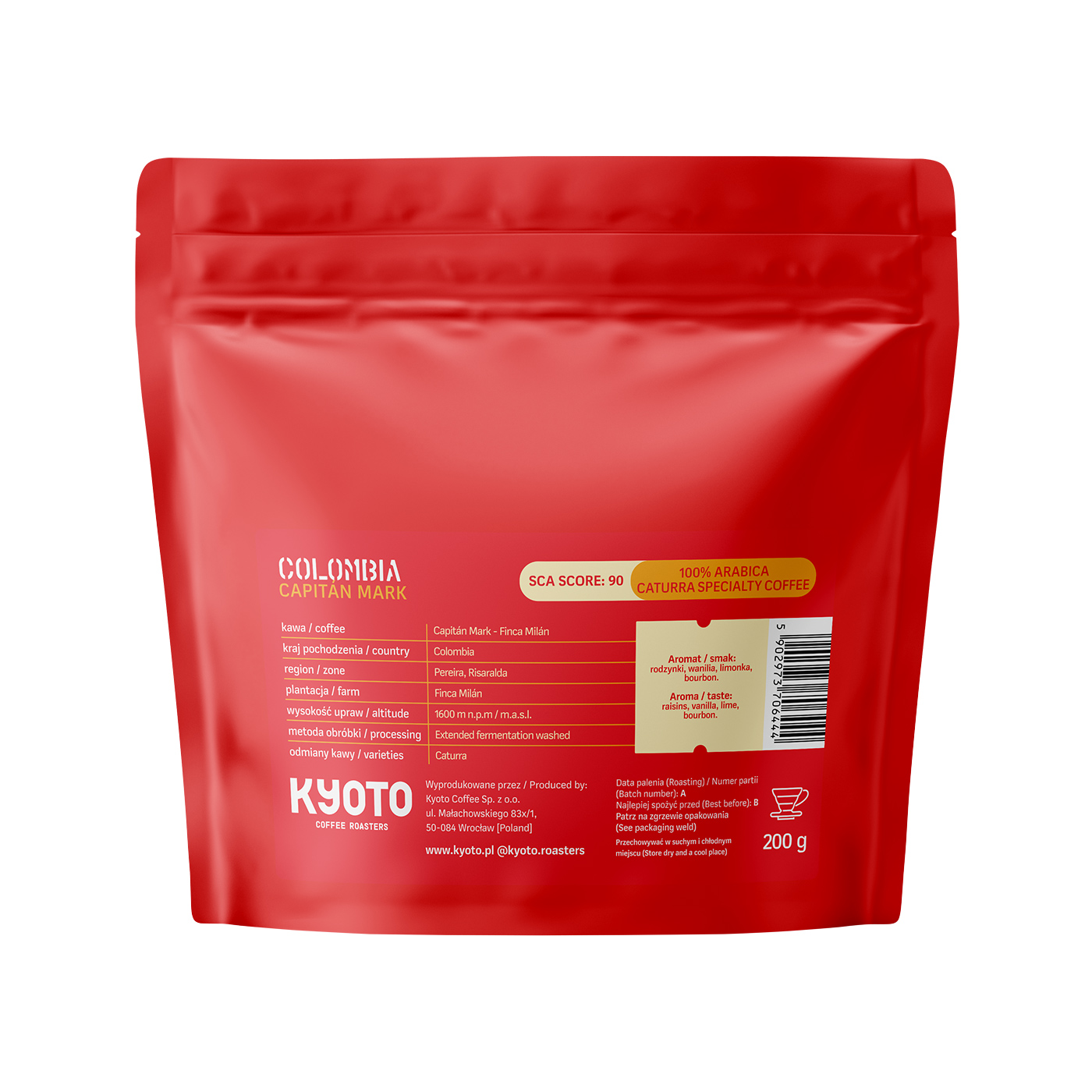 KYOTO - kawa ziarnista Kolumbia Capitan Mark Finca Milan Filter 200 g