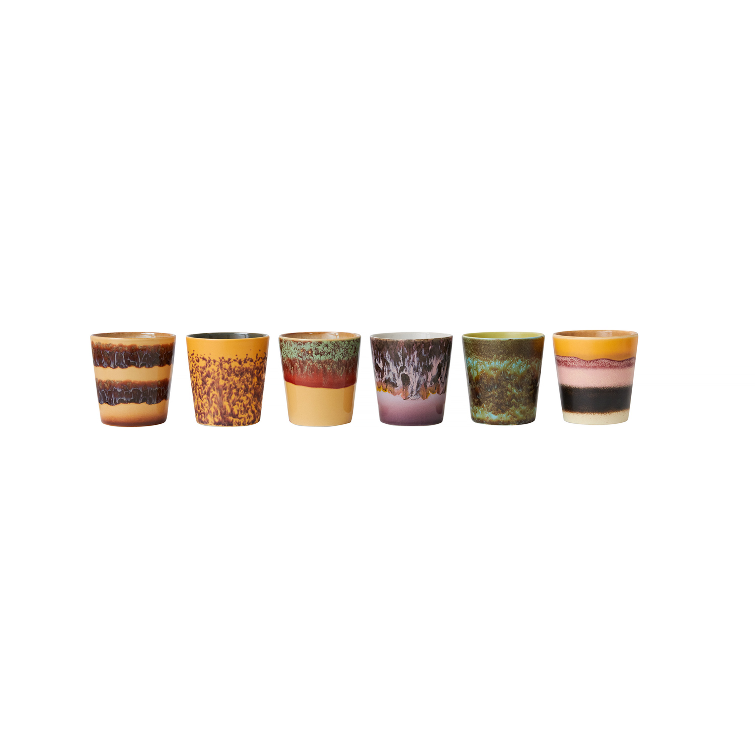 HKliving - Valley  Set of 6 70s Ceramic Mugs 230ml