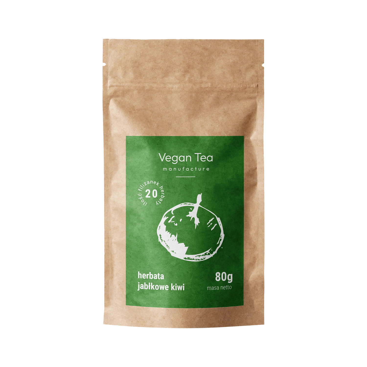 Vegan Tea - herbata zielona sypana Jabłkowe Kiwi opakowanie uzupełniające 80 g