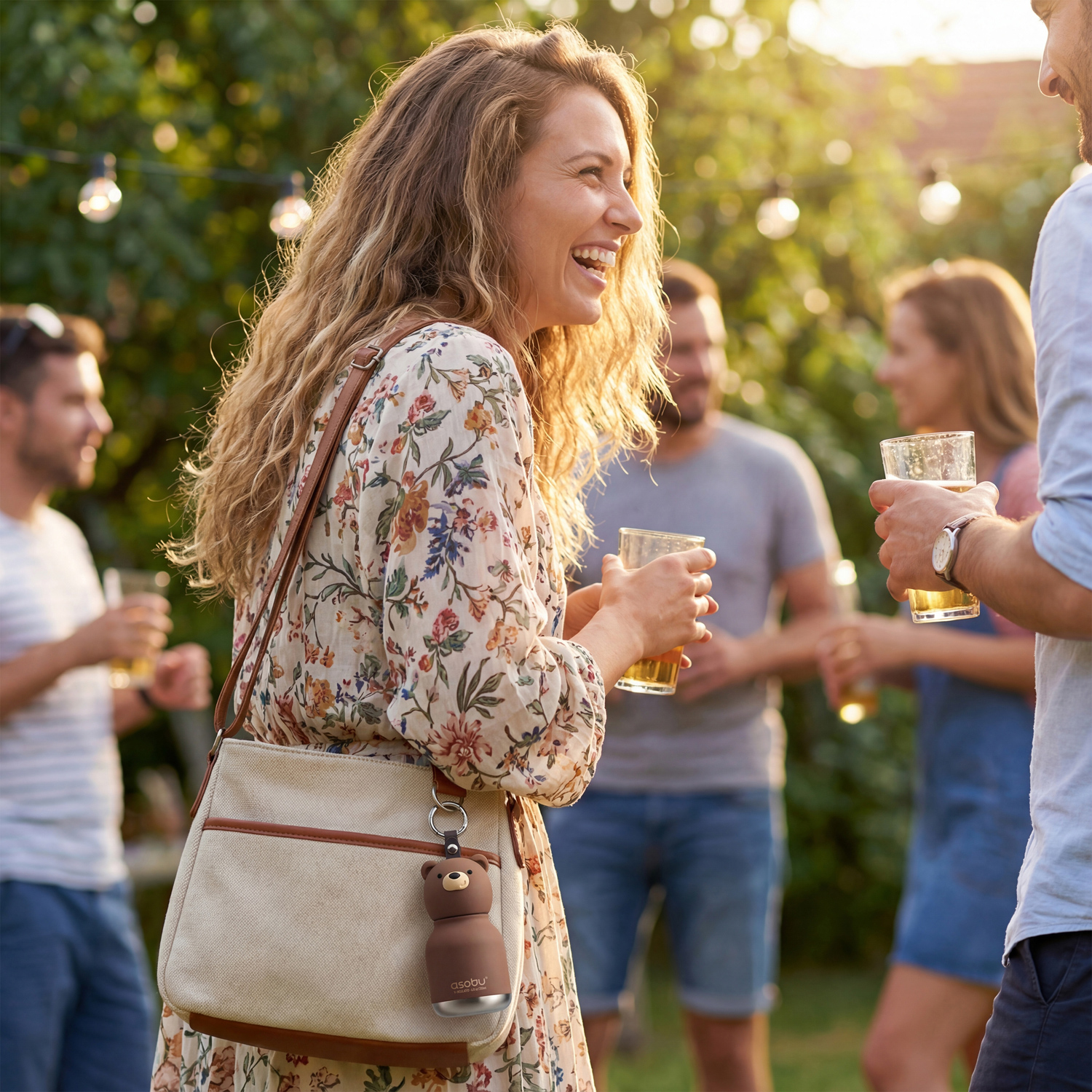 Asobu - Mini Bestie Miś - Butelka termiczna ze słomką 200 ml