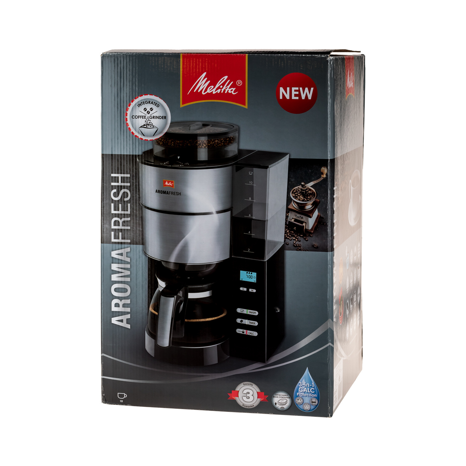 Melitta Aromafresh Black - Filter Coffee Machine with Grinder