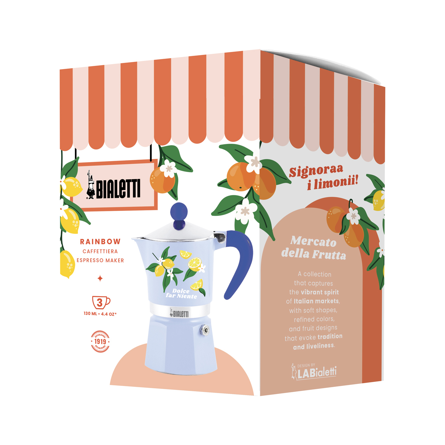 Bialetti - kawiarka Rainbow 3tz Fruit Vibes - Niebieska