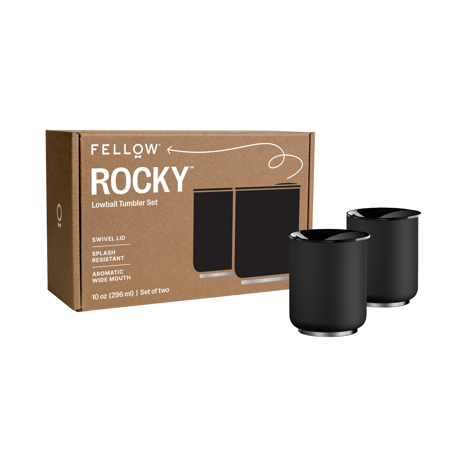 Fellow - Rocky Lowball Tumbler - Zestaw 2 kubków termicznych - Czarny 295 ml