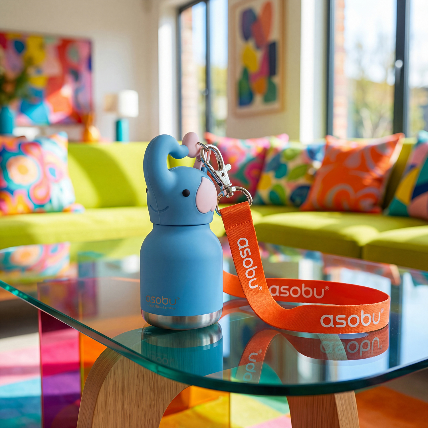 Asobu - Mini Bestie Słoń - Butelka termiczna ze słomką 200 ml