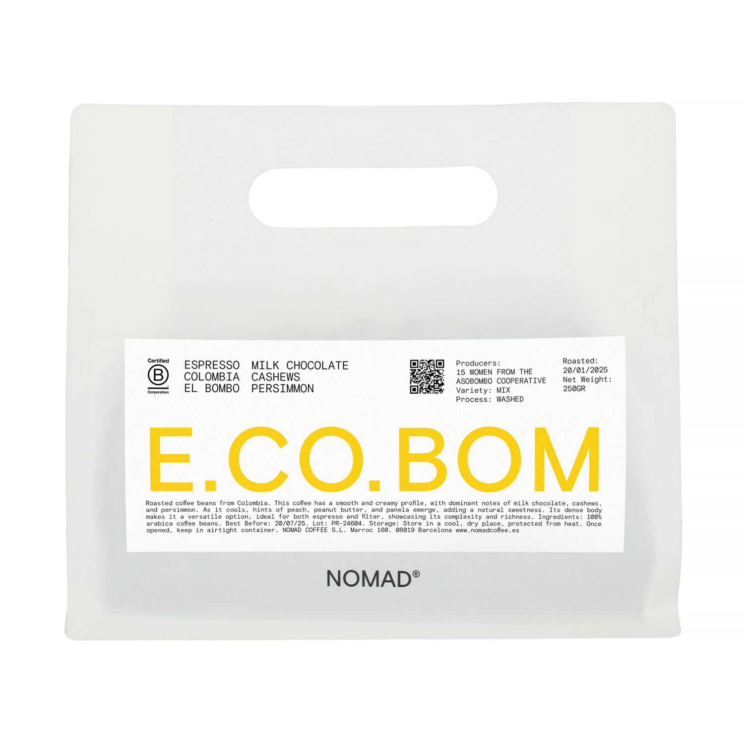 Nomad Coffee - Colombia Huila El Bombo Washed Espresso 250g