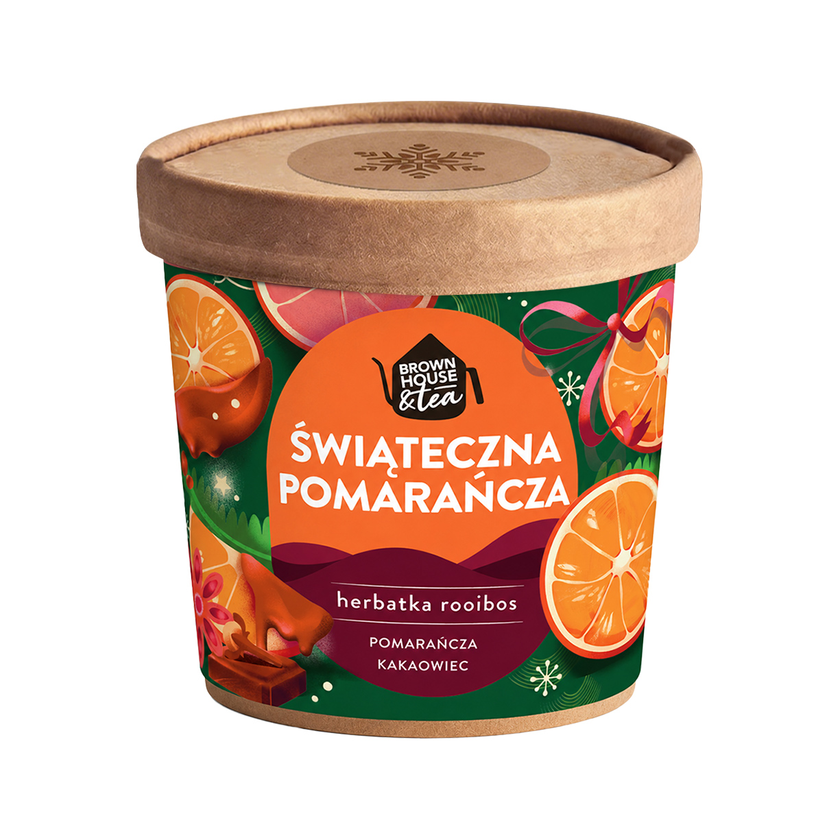 Brown House & Tea - Herbatka rooibos z pomarańczą i kakaowcem Świąteczna Pomarańcza 50 g