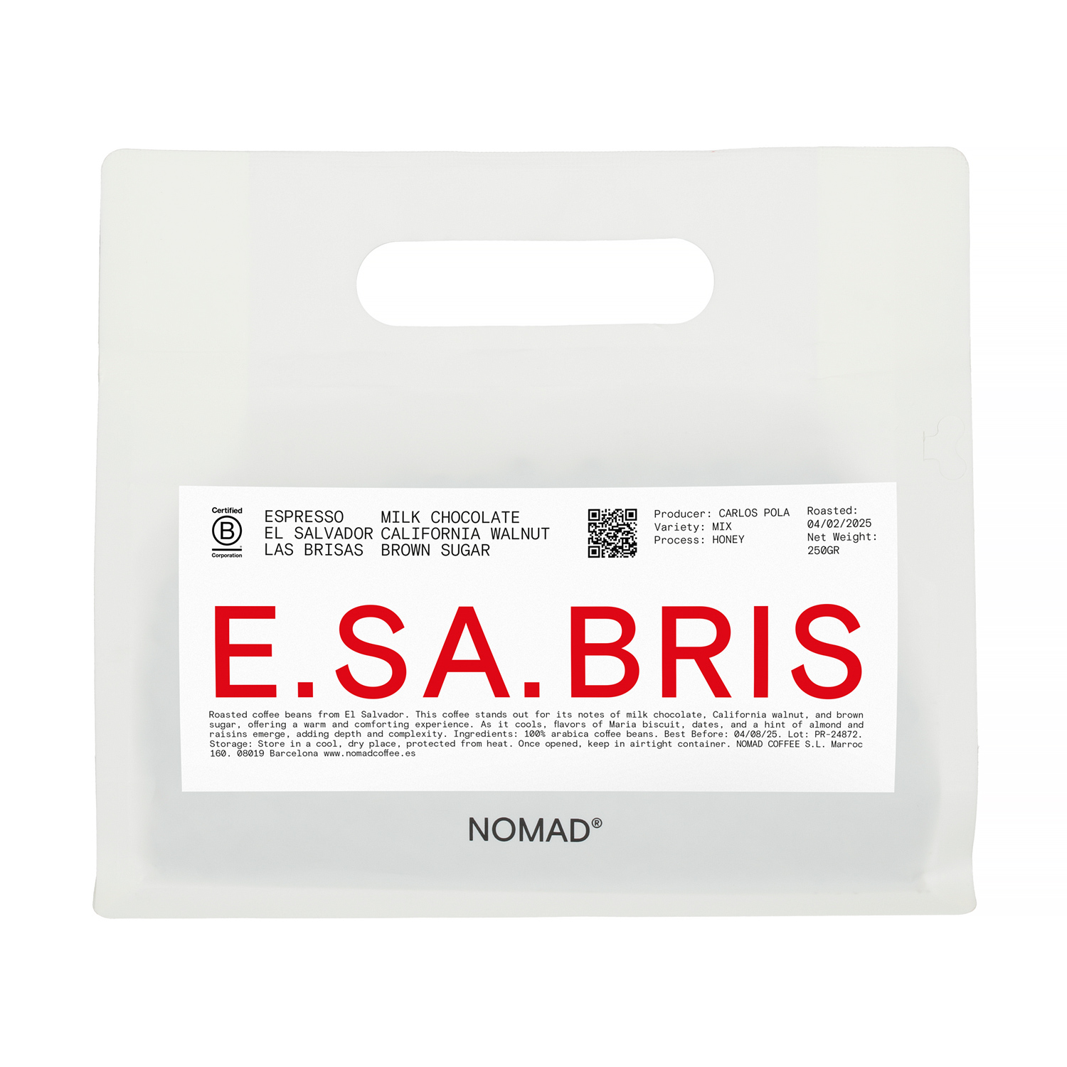 Nomad Coffee - El Salvador Las Brisas Honey Espresso 250g