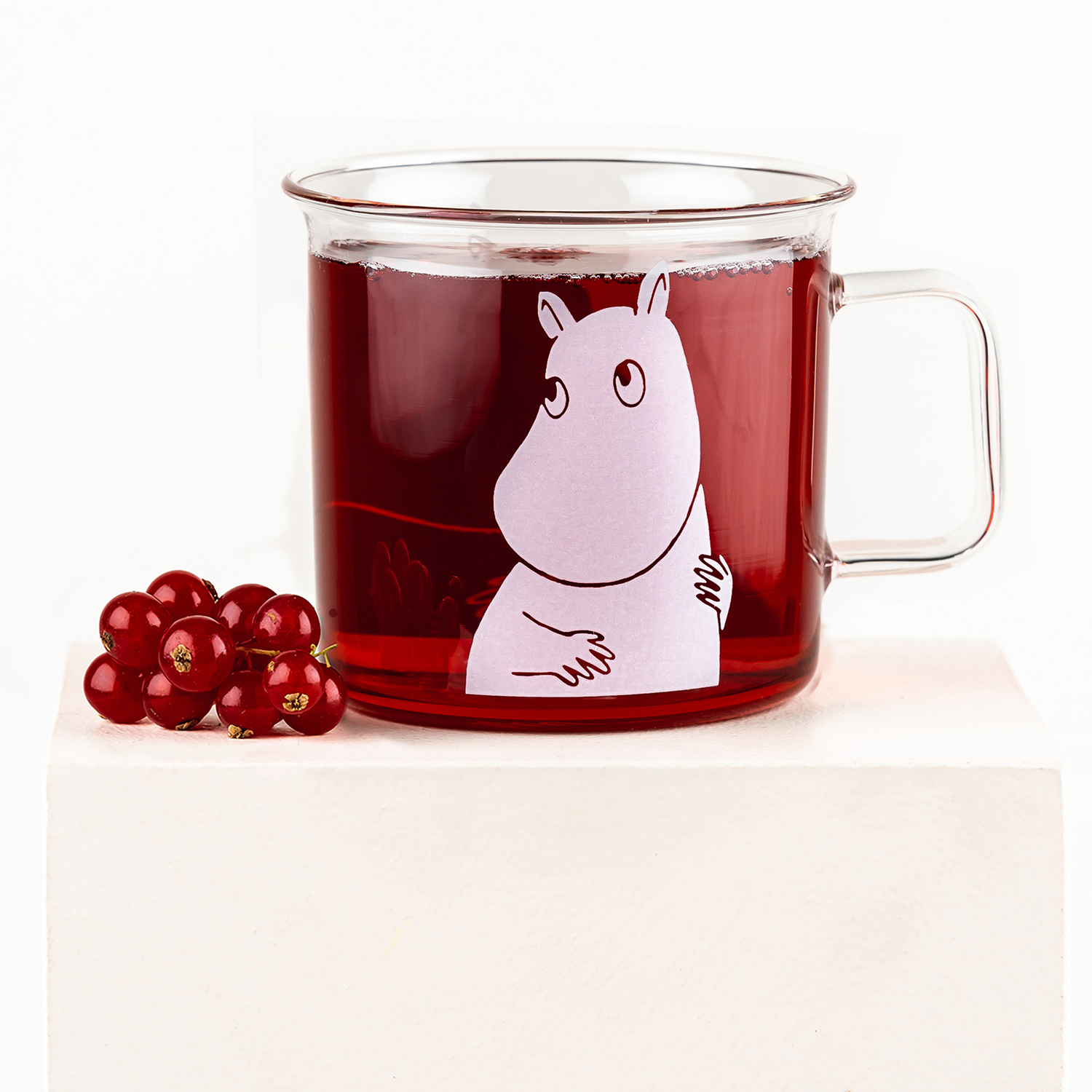 Moomin - Moomin Glass Mug 350ml Transparent with White Print