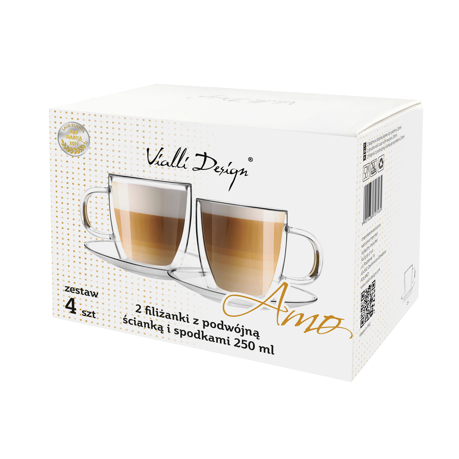 Vialli Design - Set of 2 cups with saucers Amo 250 ml